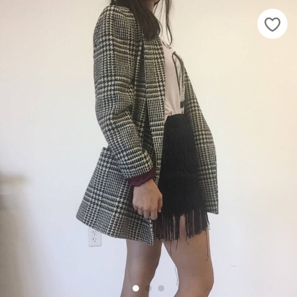 Vintage Houndstooth Double Breasted Wool Blazer